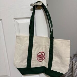 Trader Joe's Cream and Green Tote Bag